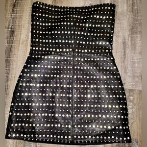 Retrofête Studded Leather Strapless Mini Dress NWT Size Small